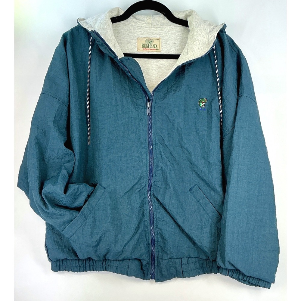 Vintage‎ RedHead Lined Windbreaker Sz XL Teal Fish Embroidered Gorpcore Outdoors